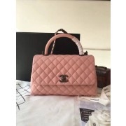AAA 1:1 Chanel original grained leather flap bag with top handle A92292 pink Silver Buckle HV08446vi59
