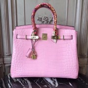 AAA 1:1 Hermes Birkin Tote Bag Croco Leather BK35 pink HV01556vi59