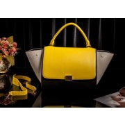 AAA Replica Celine Trapeze Bag Original Leather 3342 Yellow&Black&OffWhite HV02082VB75