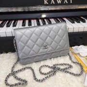 AAAAA Imitation Chanel Original Caviar Leather Flap cross-body bag CF33814 Silver gray Silver chain HV04641Sy67