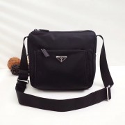 AAAAA Prada Nylon and leather shoulder bag BT0909 black HV11467aM93