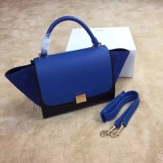 Best 1:1 Celine Trapeze Bag Original Nubuck Leather 3345 Royal Blue&Black HV05999OR71