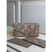 Best 1:1 Louis Vuitton Original POCHETTE FELICIE Chain Bag M69977 grey HV06729OR71