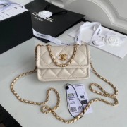 Best Chanel mini flap bag Sheepskin & Gold-Tone Metal AP1738 white HV03730Ml87