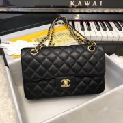 Best Chanel Small Classic Handbag Sheepskin Gold-Tone Metal A01113 black HV06686kr25