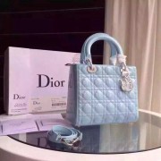 Best Dior Small Lady Dior Bag Patent Leather 5502 Light Blue HV05920Ml87