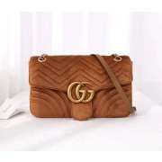 Best Replica Gucci GG Marmont velvet medium shoulder bag 443496 Taupe HV05632zU69