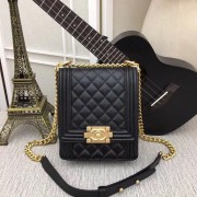boy chanel handbag Patent Calfskin & Gold-Tone Metal AS0130 black HV10783Yo25
