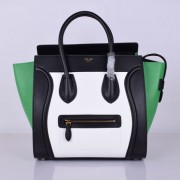 Celine Luggage Tote Bag Original Leather 8802-2 Black&White&Green HV05759aj95