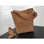 Celine Seau Sangle Original Suede Leather Shoulder Bag 3369 brown HV00174nU55