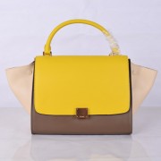 Celine Trapeze Bag Original Leather 8803-7 Yellow&Khaki&White HV01325Gp37
