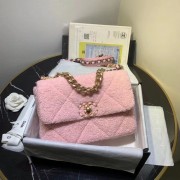 Chanel 19 wool flap bag AS1160 pink HV08679aj95