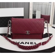 Chanel Calfskin Leather Shoulder Bag 33654 red HV02100pB23