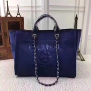 Chanel Canvas Tote Shopping Bag 8046 Dark blue HV08240NP24