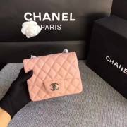 Chanel Classic Flap Bag original Sheepskin Leather 1115 pink silver chain HV00624ki86