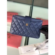 Chanel classic pouch Grained Calfskin & Gold-Tone Metal A81902 blue HV09904Kd37