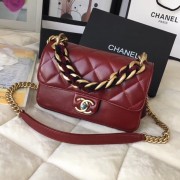 Chanel flap bag Crumpled Calfskin Cotton & Gold-Tone Metal A91865 red HV00542JD28