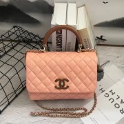 Chanel Flap Bag with Top Handle Gold-Tone Metal A57342 pink HV08095qM91