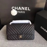 Chanel Flap Shoulder Bags black Leather CF 1112V silver chain HV01382Bw85
