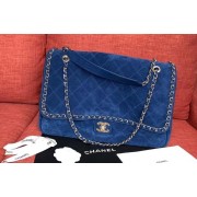 Chanel Flap Shoulder Bags XXL Blue CF1553 Gold HV06122Mc61