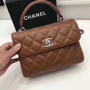 Chanel Flap Tote Bag Original Lambskin Leather 2371 Brown HV09562pA42
