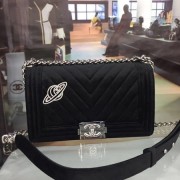 Chanel LE BOY Shoulder Bag Original velvet universe C67086 black HV00886XW58