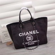Chanel Medium Canvas Tote Shopping Bag 8046 black HV08068Gh26