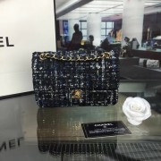 Chanel Mini Flap Bag Tweed& Braid Gold-Tone Metal A69900 black&&blue HV00220JD63