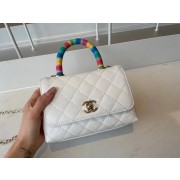 chanel mini flap bag with top handle AS2215 white HV04575zd34