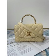 Chanel mini flap bag with top handle AS2477 Cream HV06035zd34