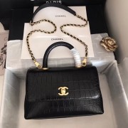 Chanel original Calfskin flap bag top handle A92290 black &gold-Tone Metal HV08317Bw85