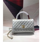 Chanel original Caviar leather flap bag top handle B92291 silvery &gold-Tone Metal HV07978oK58