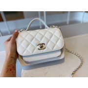 Chanel small flap bag Calfskin & Gold-Tone Metal A93749 white HV09395De45