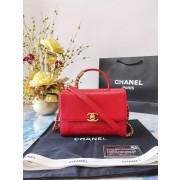 Chanel small tote bag Sheepskin & Gold-Tone Metal AS2059 red HV08856nE34