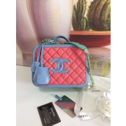 Chanel vanity case Grained Calfskin & gold-Tone Metal A93343 Pink&Green&blue HV09165Eb92