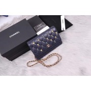Chanel wallet on chain Lambskin & Gold-Tone Metal A81618 dark blue HV06902Tk78