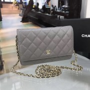 Chanel WOC Mini Shoulder Bag 33814 gray gold chain HV09694hT91