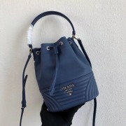 Cheap Copy Prada Original Calfskin Leather Bucket Bag 1BH038 Blue HV11974Eq45