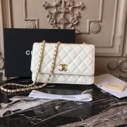 Cheap Fake Chanel WOC Original leather Mini Shoulder Bag Sheepskin leather D33814 cream HV08844BC48
