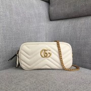 Cheap Fake Gucci GG Marmont mini chain bag 546581 white HV09209BC48