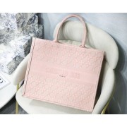 DIOR BOOK TOTE BAG IN EMBROIDERED CANVAS C1286 Pink HV04329vK93