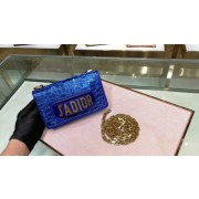 DIOR WITH CHAIN SMOOTH CALFSKIN EMBROIDERED WITH A MOSAIC OF MIRRORS M900 blue HV09534hc46