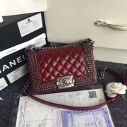 Fake Boy Chanel Flap Bag Original Sheepskin Leather A67085 red HV01321lF58