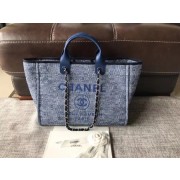 Fake Chanel Canvas Original Leather Tote Shopping Bag 2369 blue HV05218Sq37