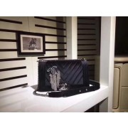 Fake Chanel LE BOY Shoulder Bag velvet 67086C black HV00183yQ90