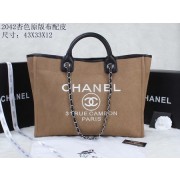 Fake Chanel Medium Canvas Tote Shopping Bag 2042 apricot HV03833yQ90