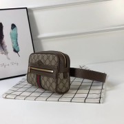 Fake Gucci mini GG Supreme and grained leather belt bag 517075 brown HV08943yQ90