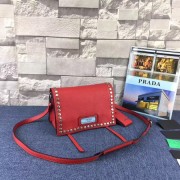 Fake Prada Etiquette Messenger Bag Calfskin Leather 1BD082 red HV05583Sq37