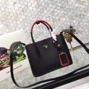 Fake prada small saffiano lux tote original leather bag bn2754 black&red HV11062bz90