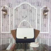 Fashion Celine Trapeze Bag Original Nubuck Leather 3345 White&Black&Wheat HV01529OM51